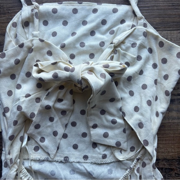 Monteau Los Angeles Women's Cream Polka Dot Linen Blend Dress Size Small NWT - Picture 8 of 8